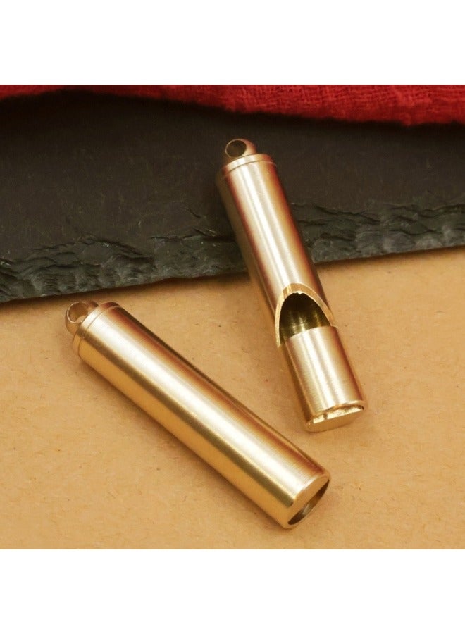 Generic Brass Whistle Referee Retro Outdoor Survival Keychain Children's Life Pendant Camping Training-Color:Whistle (single) + Large Circle - Image 3