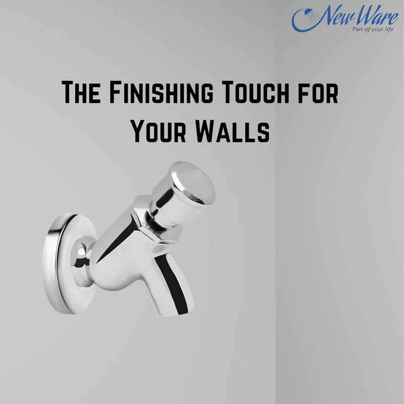 NEW WARE فلانج حائط من الفولاذ المقاوم للصدأ 202 مطلي بالكروم فلانج دائري لوحات حائط لصنابير المطبخ وصنابير الحمام (فلانج زجاجة CP 1/2 بوصة) (عبوة من 1) - Image 3