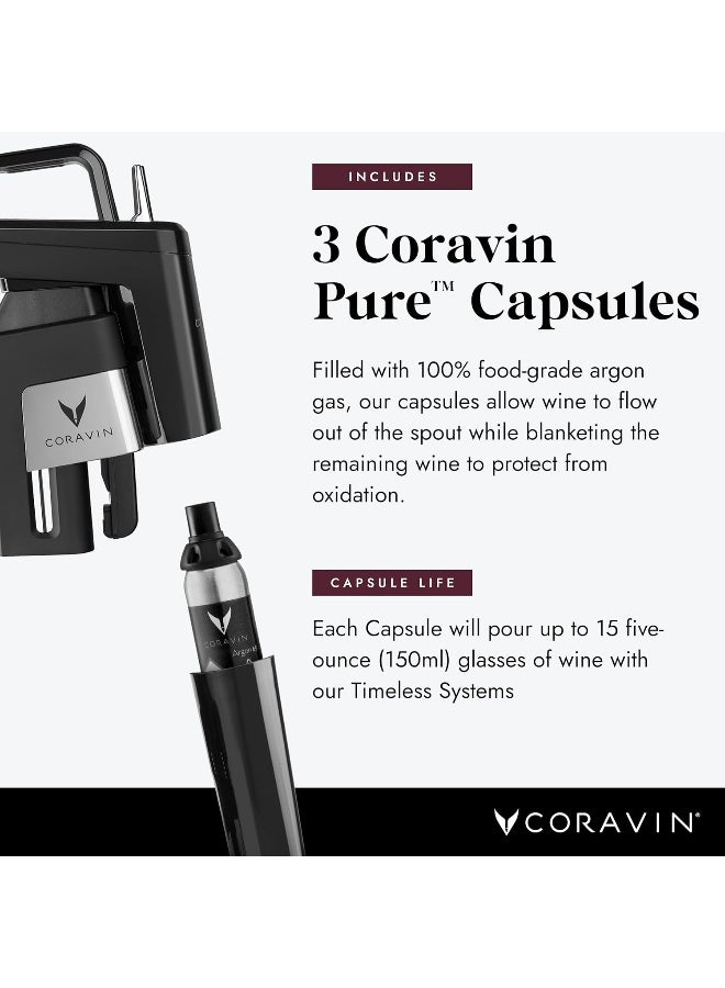 Coravin نظام حفظ النبيذ كورافين تيمليس ستة بلس - موفر النبيذ بالكوب - مع 3 كبسولات غاز الأرجون النقي، 6 أغطية لولبية ومهوّي النبيذ - أسود بيانو - Image 5