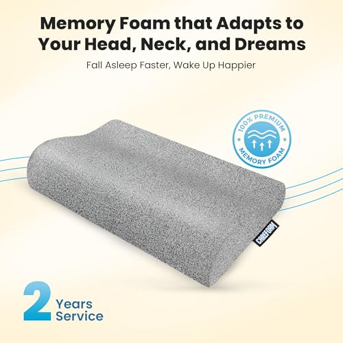 CareFoam Memory Foam Cervical Neck Pillow | 2 Years Warranty | Pain Relief Sleep, Improves Posture Spinal Alignment, Neck Pain Relief | 23 x 14 x 4.5 Inch | Black Melange Cover | Pack of 1 - Image 2