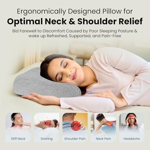 CareFoam Memory Foam Cervical Neck Pillow | 2 Years Warranty | Pain Relief Sleep, Improves Posture Spinal Alignment, Neck Pain Relief | 23 x 14 x 4.5 Inch | Black Melange Cover | Pack of 1 - Image 5