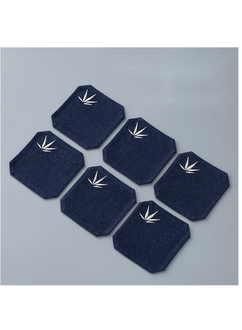 Y&D Chinese Style Cotton Linen Retro Water Absorbing Double Layer Thickened Cup Holder Fabric Embroidered Tea Cup Pad Fabric Art Cup Pad 