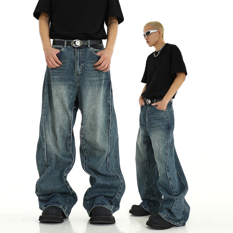 Unisex Classic Denim Jeans Loose Fit Daily Outdoor Wear - Image 2