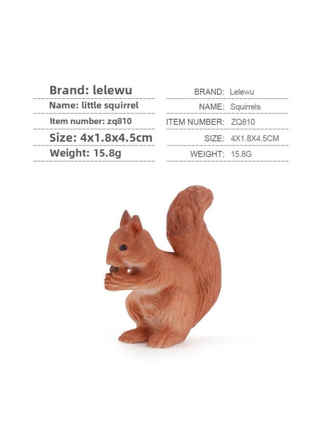 Generic - Hot Sale Simulation Wild Animal Model White Tail Deer Rabbit Red Fox Beaver Static Solid 10-piece Set-Color:ZQ810 Squirrel 15.8g - Image 1