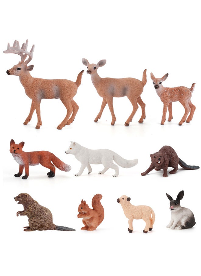 Generic - Hot Sale Simulation Wild Animal Model White Tail Deer Rabbit Red Fox Beaver Static Solid 10-piece Set-Color:ZQ810 Squirrel 15.8g - Image 1