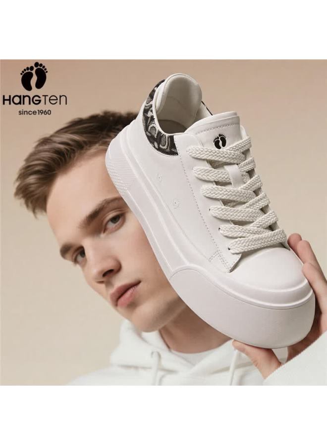 Hang Ten Men's Classic Sneakers Spring New Lightweight Casual Shoes Fashion Sports Shoes Thick Sole Durable Off-white 42 - Image 1
