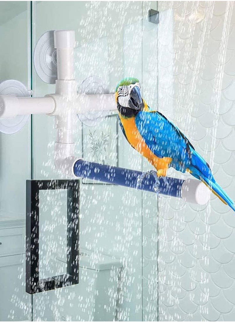 Dougez - Bird Shower Stand,Parrot Stand up Bracket Toys Bird Stand,Portable Suction Cup Parrot Bath Stand For All Bird Species Window Wall Mount,Bath Stands Suppllies Holder - Image 1