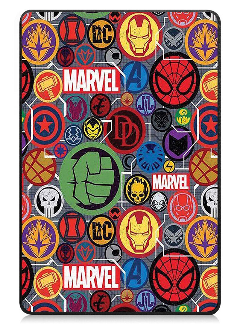 Theodor Protective Flip Case For Samsung Galaxy Tab S9 FE With Trifold Stand Auto Wake Sleep Shockproof Cover Marvel Stamps - Image 1
