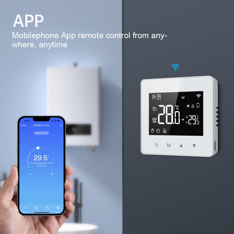 وحدة تحكم ذكية بدرجة حرارة ثابتة من تويّا بتقنية ZigBee  
شاشة عرض LCD مع إمكانية ضبط درجة الحرارة  
وحدة تحكم صغيرة الحجم لأنظمة تسخين المياه والغاز  
متوافقة مع أمازون أليكسا و جوجل هوم - Image 2