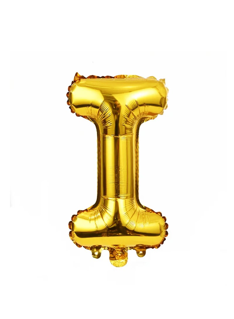 PARTY FUN 32 Inch Foil Letter Balloon  Letter I  Golden Colour  Perfect for Anniversaries, Weddings, and Birthdays  - Image 1
