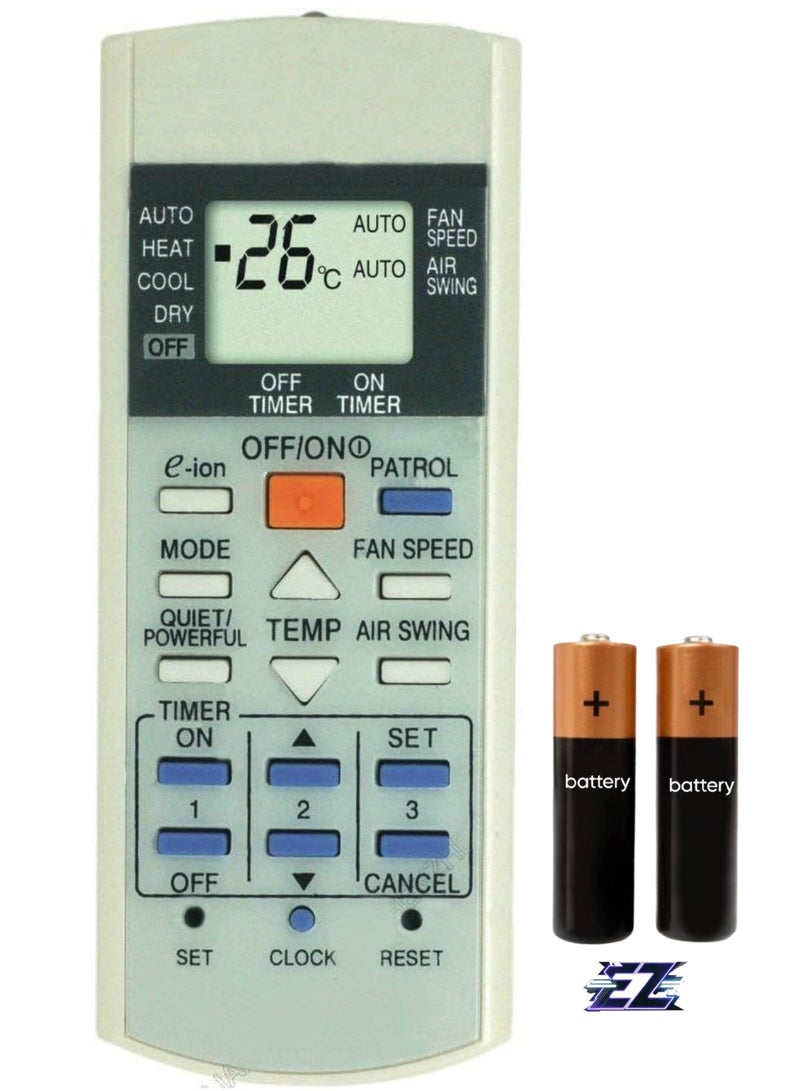 ELTRAZONE Universal Replacement Remote Control for Panasonic Air Conditioner A75c3058 A75c3068 A75c2988 A75c2604 A75c3169 A75c3173 A75c2989 A75c2582 with battery - Image 1