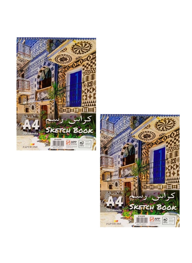 paperline Plain Sketch Book, 12 x 20 Sheets, A4 Size - Image 2