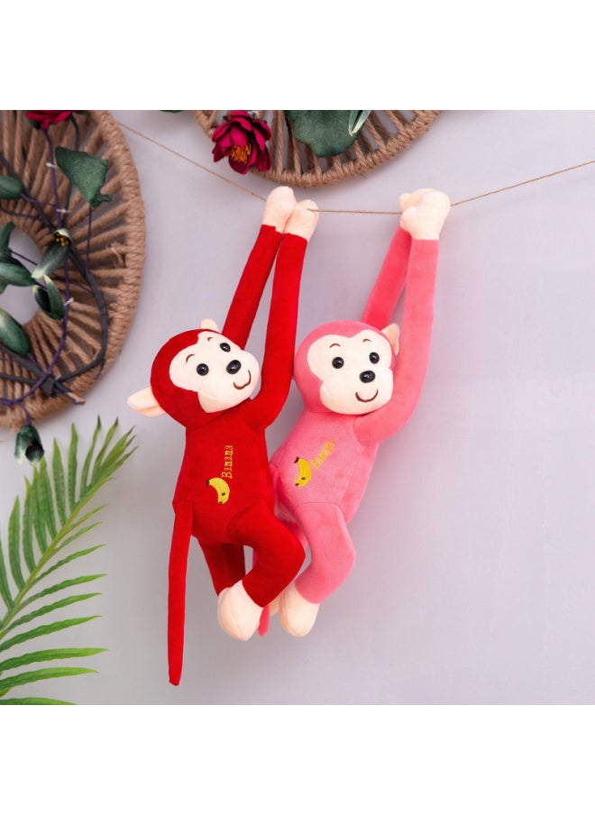 Generic - Little Monkey Long-armed Monkey Plush Toy Lie-prone Monkey Will Call Banana Monkey Curtain Monkey Doll Cartoon Grasping Machine Doll-Color:One Color Will Be Sent Randomly-Height:65cm Expanded Length [ordinary Style] - Image 1