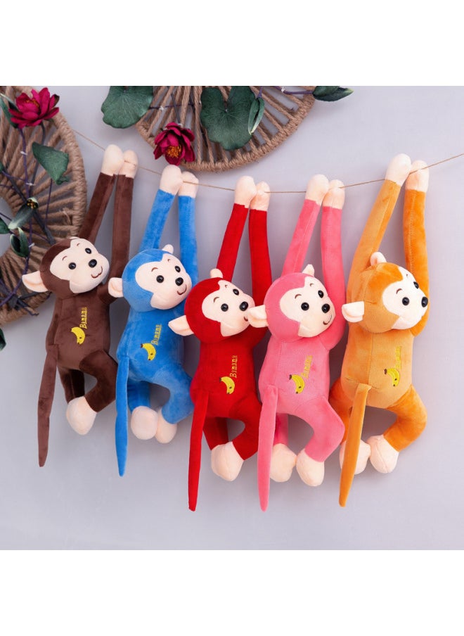 Generic - Little Monkey Long-armed Monkey Plush Toy Lie-prone Monkey Will Call Banana Monkey Curtain Monkey Doll Cartoon Grasping Machine Doll-Color:One Color Will Be Sent Randomly-Height:65cm Expanded Length [ordinary Style] - Image 1