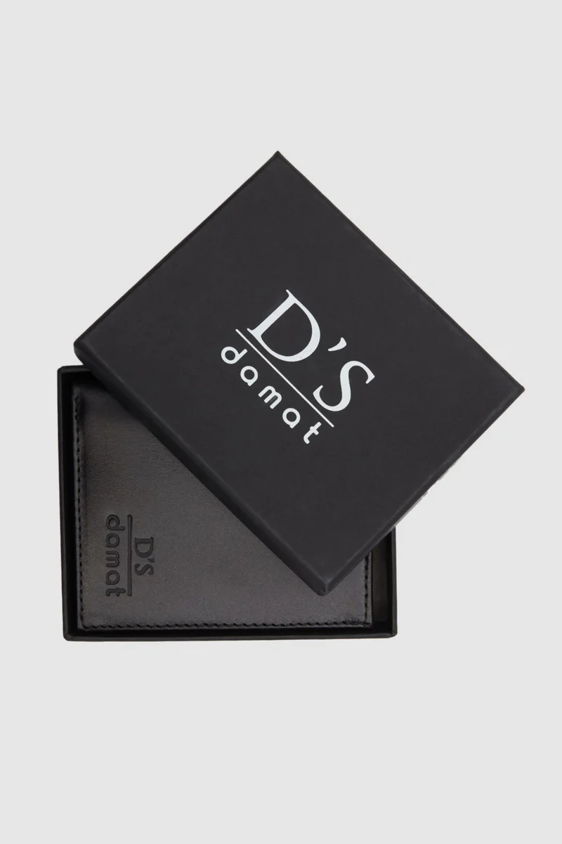 D'S DAMAT Black Plain Boxed Genuine Leather Wallet 2H1119ST237