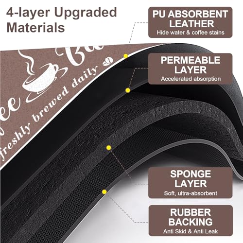 CooRug Absorbent Coffee Mat, Fashion Dish Drying Mat for Kitchen Counter Coffee Bar Accessories Espresso Machine Dish Rack 16" x 24" Brown - Image 3