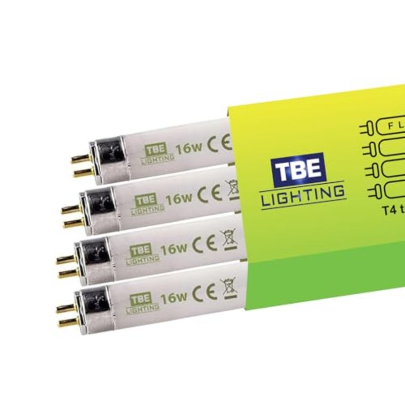 مصابيح أنبوبية فلورسنت T4 16 وات 480 مم - 4 مصابيح CFL - تركيبات قاعدة G5 2 Pin - مصابيح T4 عالية الكفاءة، أبيض ناعم 3500K - Image 1