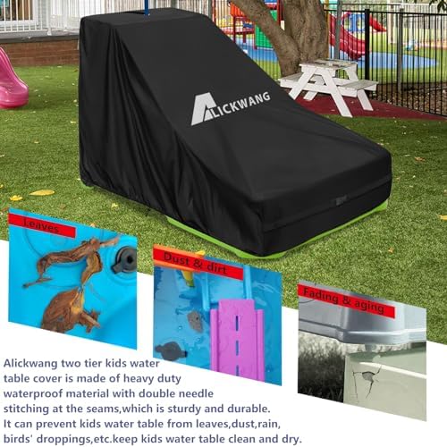 Alickwang Kids Water Table Cover,Outdoor Heavy Duty 600D Waterproof Toddler Water Play Table Cover,Compatible with Step2 Waterpark Wonders Two-Tier Water Table - Image 5