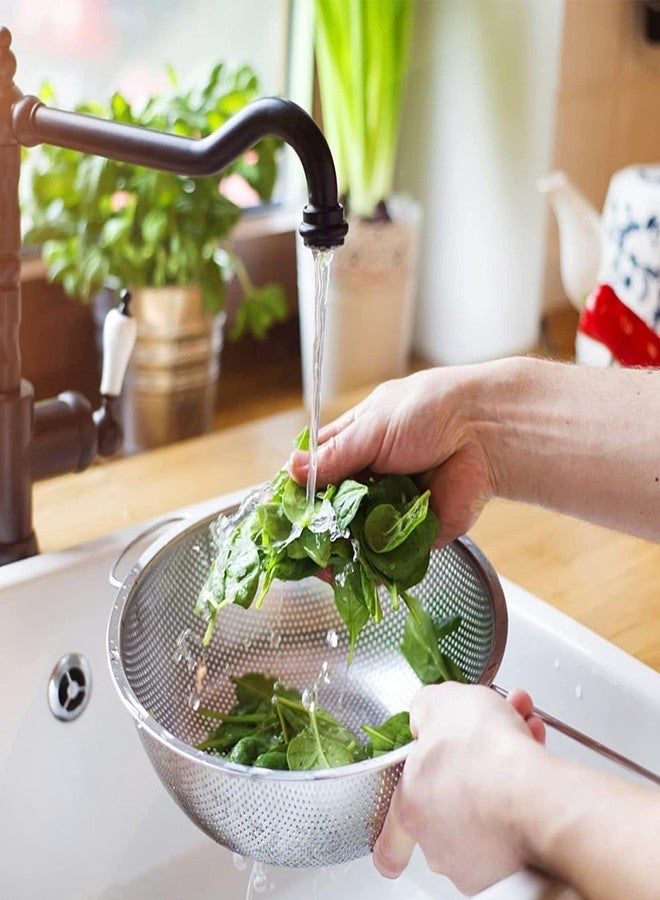 MUGATH Micro Perforated Stainless Steel Colander Strainer Drainer Heavy Duty Handles Dishwasher Safe Kitchen Strainer for Washing Rice Pasta Small Grains Vegetables Fruits (3 PCS Set) - Image 2