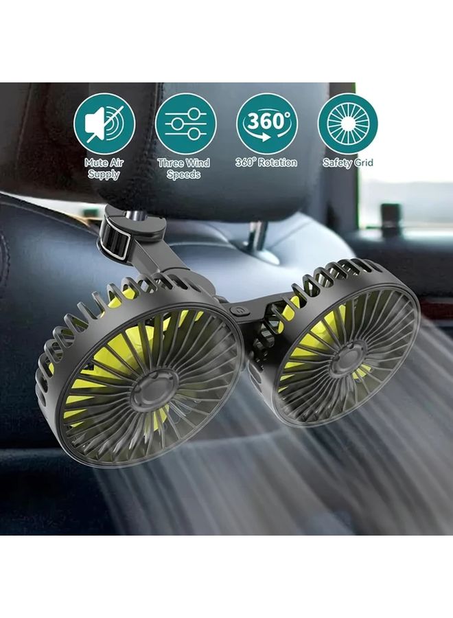 2024 Upgraded Dual Headed Car Fan Rear Seat Ventilator 3 Speed Adjustable Quiet USB Powered - Image 3