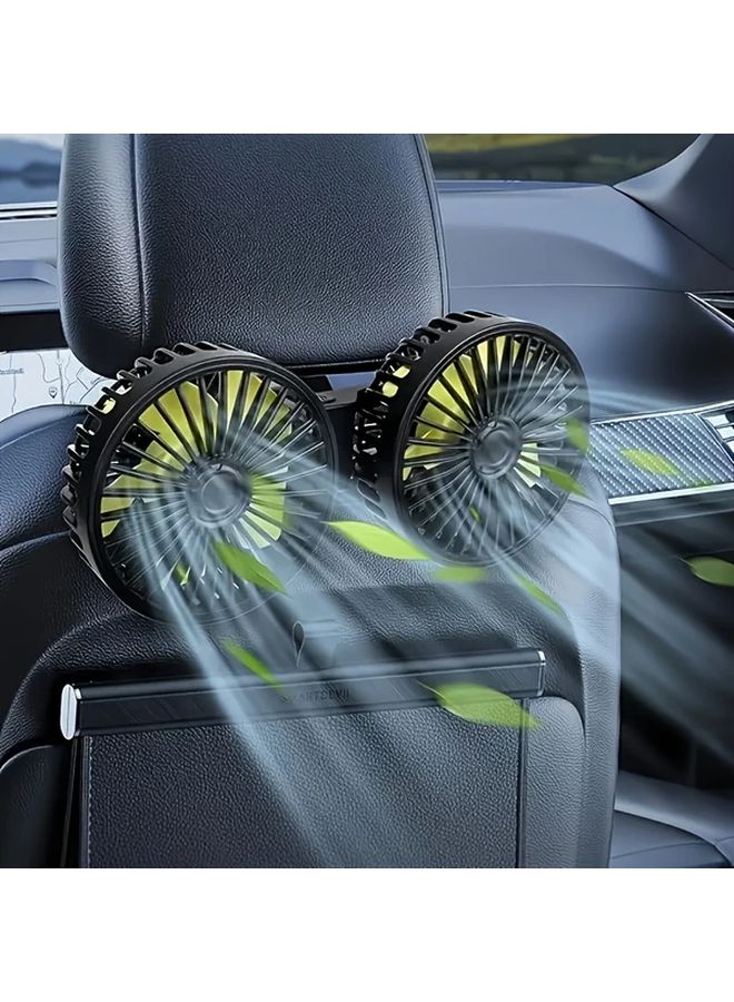 2024 Upgraded Dual Headed Car Fan Rear Seat Ventilator 3 Speed Adjustable Quiet USB Powered - Image 1