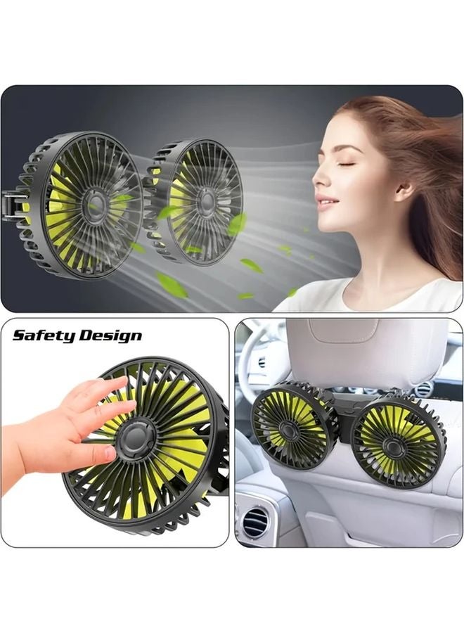 2024 Upgraded Dual Headed Car Fan Rear Seat Ventilator 3 Speed Adjustable Quiet USB Powered - Image 2