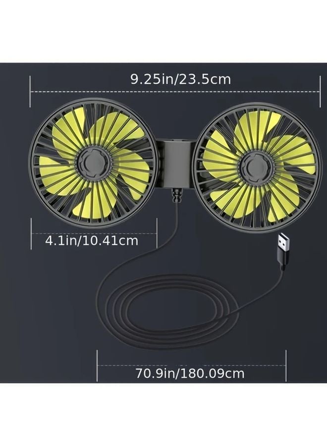 2024 Upgraded Dual Headed Car Fan Rear Seat Ventilator 3 Speed Adjustable Quiet USB Powered - Image 5