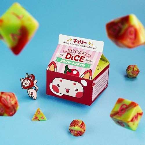 1985 Games Cherry Cat Milk Carton Dice Set Milk CartonInspired Dice for DND TTRPGs Tabletop Roleplaying - Image 5