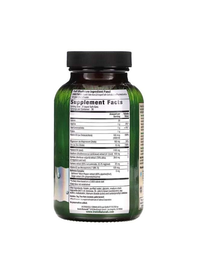 Irwin Naturals High Potency Mega D3 & K2  Turmeric Extract 60 Liquid SoftGels  - Image 2