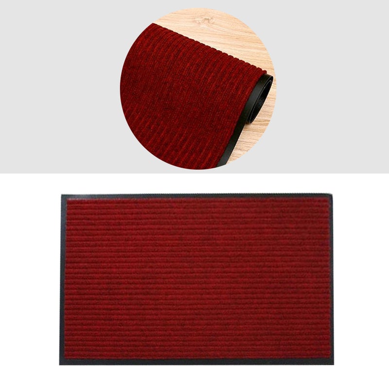 2pcs PVC Entrance Rug Floor Mats Washable Indoor Outdoor Low Profile Doormat Shoe Scraper Doormat (Dark Red) - 40x60cm - Image 3