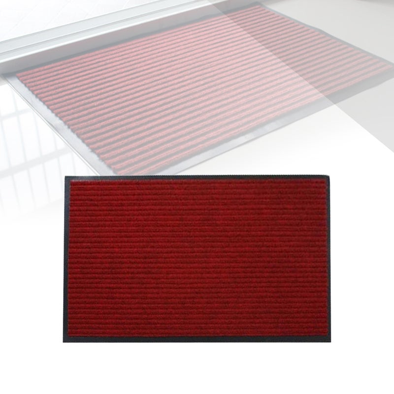 2pcs PVC Entrance Rug Floor Mats Washable Indoor Outdoor Low Profile Doormat Shoe Scraper Doormat (Dark Red) - 40x60cm - Image 2