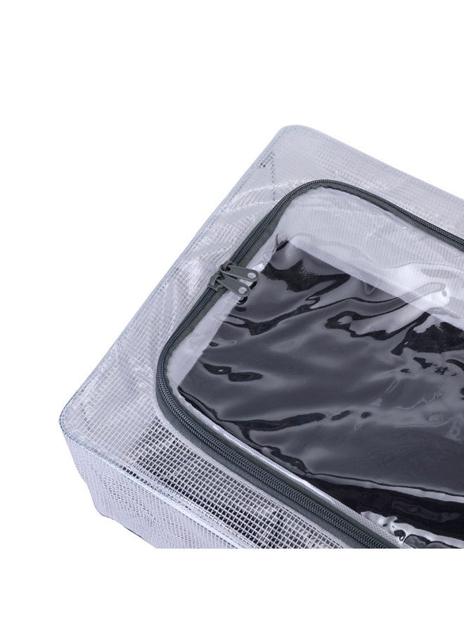Clear Shoe Storage Organizer, Stackable Foldable Box, Grey 60x30x15 cm - Image 5