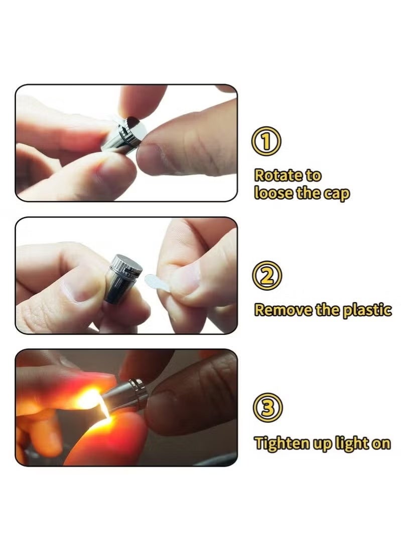 عبوة من 10 كشافات LED صغيرة لاسلكية - تعمل بالبطارية أضواء صغيرة لاسلكية باللون الأبيض الدافئ للفنون، وعرض المجوهرات، والخزائن، والمشاريع اليدوية (أبيض دافئ) - Image 4