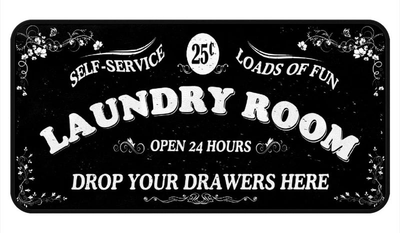 EYECY Laundry Room Long Rug Area Rug Non-Slip Floor Mat Waterproof Farmhouse Carpet for Kitchen 40" x 20"(Black-1) - Image 5