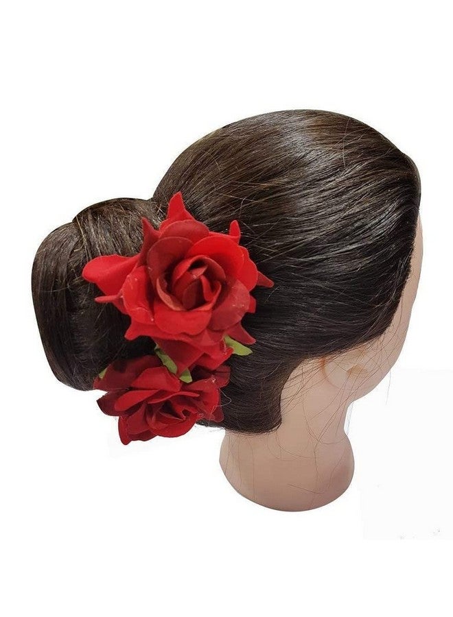 CHANDERKASH Pack of 5; Bun Maker Donut (3pcs) & Hair Clip Rose(2pcs) Bridal Combo|Puff Juda Bun Shaper |Messy Bun Scrunchie - Image 4
