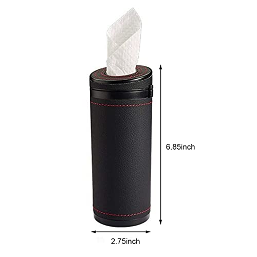 STHIRA® Car Tissue Holder, Tissue Paper Holder for Car, Cylinder Tissue Box, 2.75'' PU Leather Round Tissues Container Fit for Car Van Bathroom Office Use, Car Cup Holder, Car Tissue Box Holder - Image 3