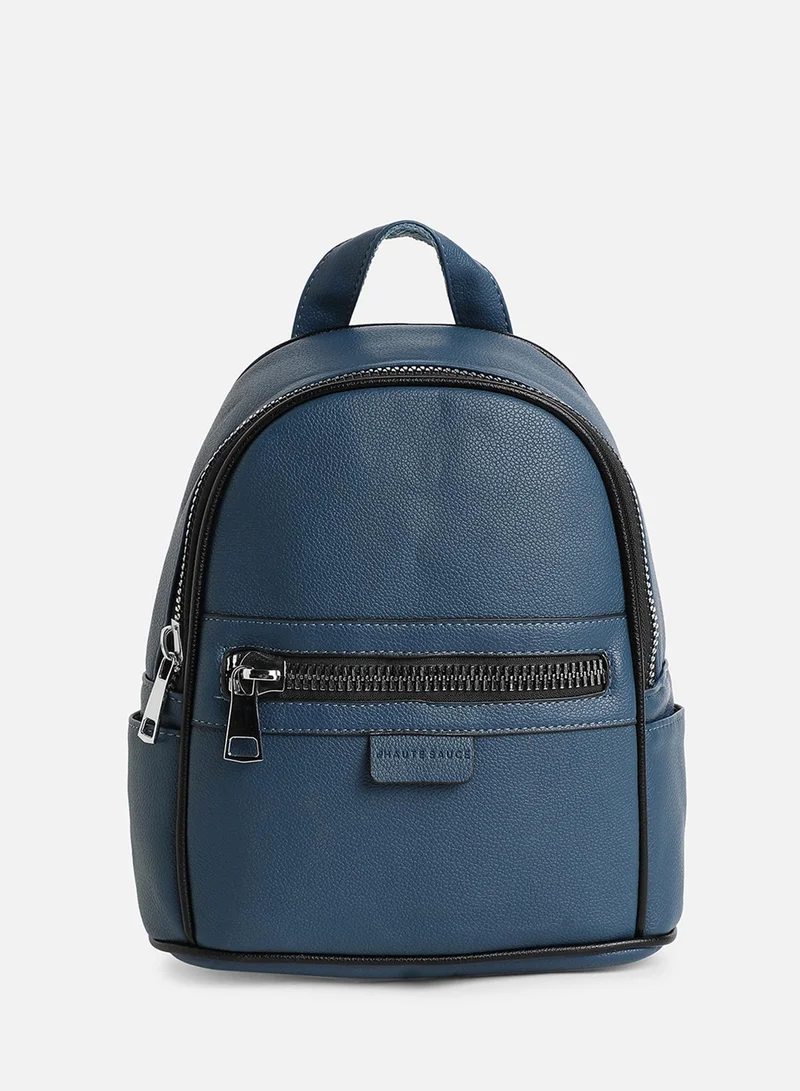 Haute Sauce Solid Zip Lock Regular Vegan Leather Backpack
