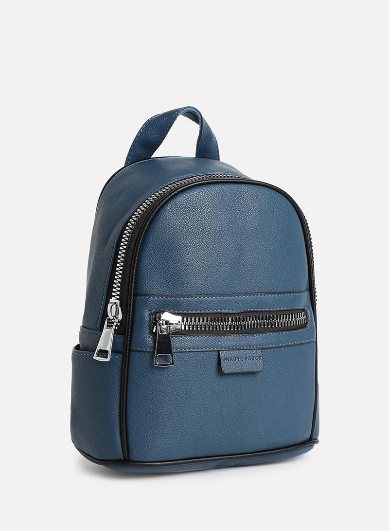 Haute Sauce Solid Zip Lock Regular Vegan Leather Backpack
