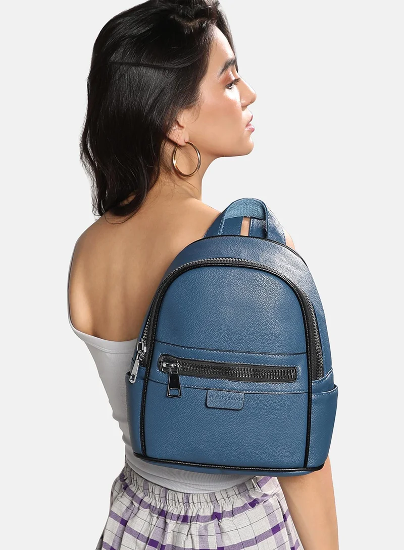 Haute Sauce Solid Zip Lock Regular Vegan Leather Backpack