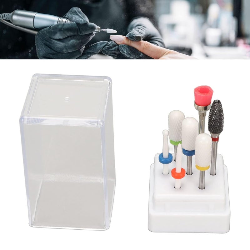 7pcs Ceramic Nail Drill Bit Set, Professional Cuticle Remover Bits with 7 - Hole Storage Box for Gel Polish Removal and Dead Skin Care, Compatible with Most Electric Nail - Image 3