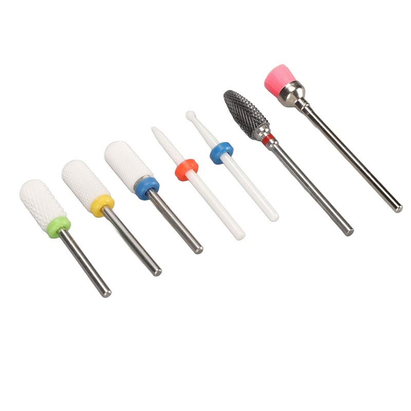 7pcs Ceramic Nail Drill Bit Set, Professional Cuticle Remover Bits with 7 - Hole Storage Box for Gel Polish Removal and Dead Skin Care, Compatible with Most Electric Nail - Image 4
