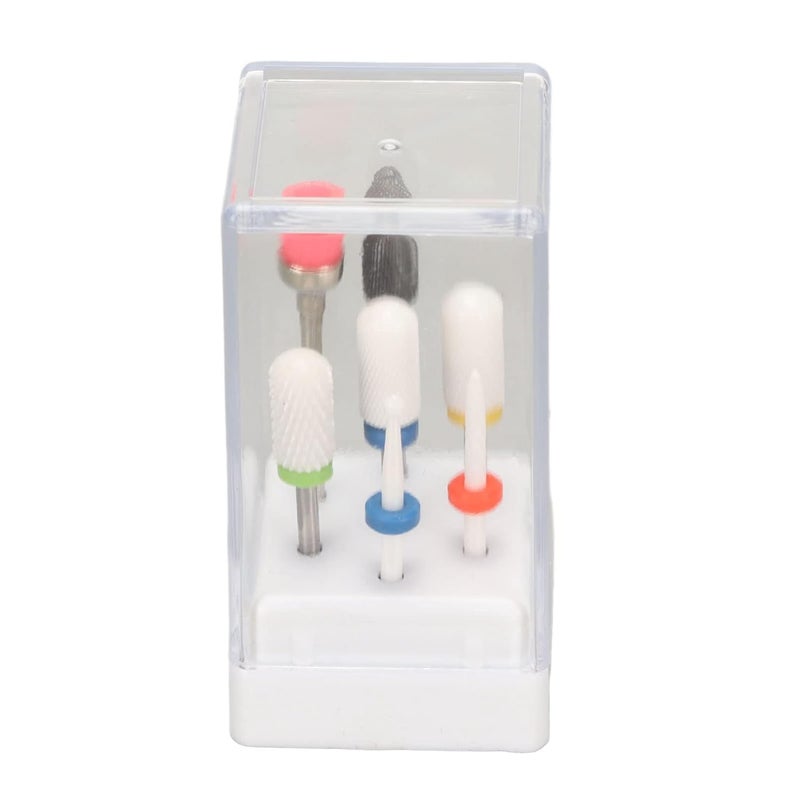 7pcs Ceramic Nail Drill Bit Set, Professional Cuticle Remover Bits with 7 - Hole Storage Box for Gel Polish Removal and Dead Skin Care, Compatible with Most Electric Nail - Image 2