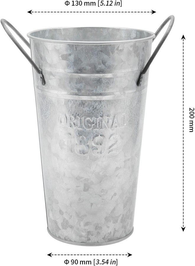MANCHAP 4 Pack 7.8 Inch Galvanized Metal Vase, Small Galvanized Metal Bucket Vintage Farmhouse Bucket - Image 2