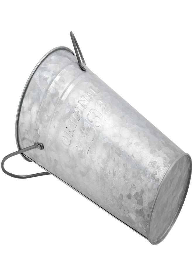 MANCHAP 4 Pack 7.8 Inch Galvanized Metal Vase, Small Galvanized Metal Bucket Vintage Farmhouse Bucket - Image 4
