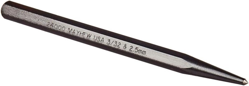 Mayhew Tools 24000 Center Punch, 3/32" - 2.5 mm x 4", Black Oxide Finish - Image 1