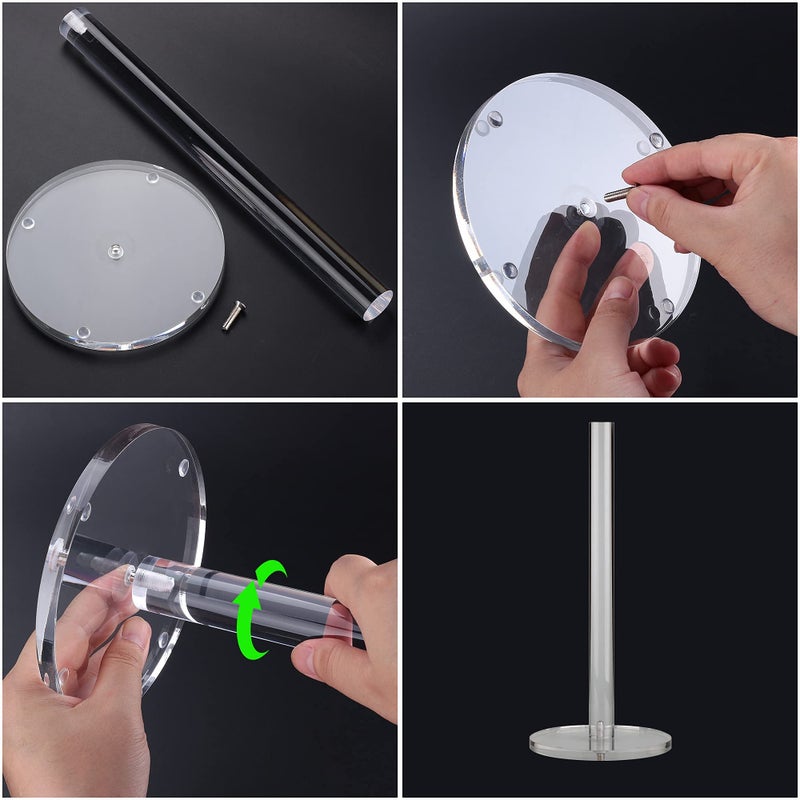 WORHE Paper Towel Holder Countertop Clear Acrylic 5.9" Diameter Thickening Sturdy Base,for Kitchen Bathroom, Paper Towel Dispenser for Tear Tissue Roll 1 Pack (YGC001) - Image 5