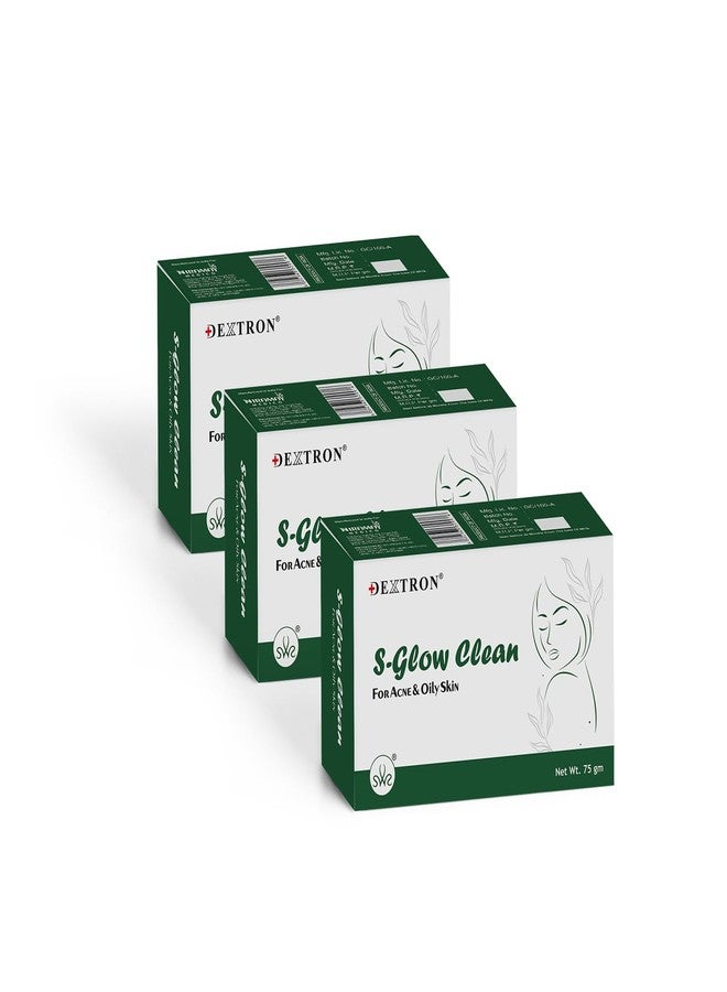Dextron S-Glow Clean Soap - Deep Cleansing For Acne & Oily Skin Control (PACK OF 3) - Image 1