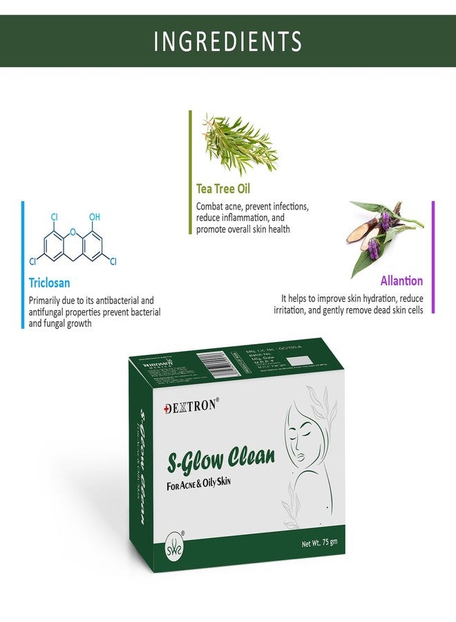 Dextron S-Glow Clean Soap - Deep Cleansing For Acne & Oily Skin Control (PACK OF 3) - Image 3