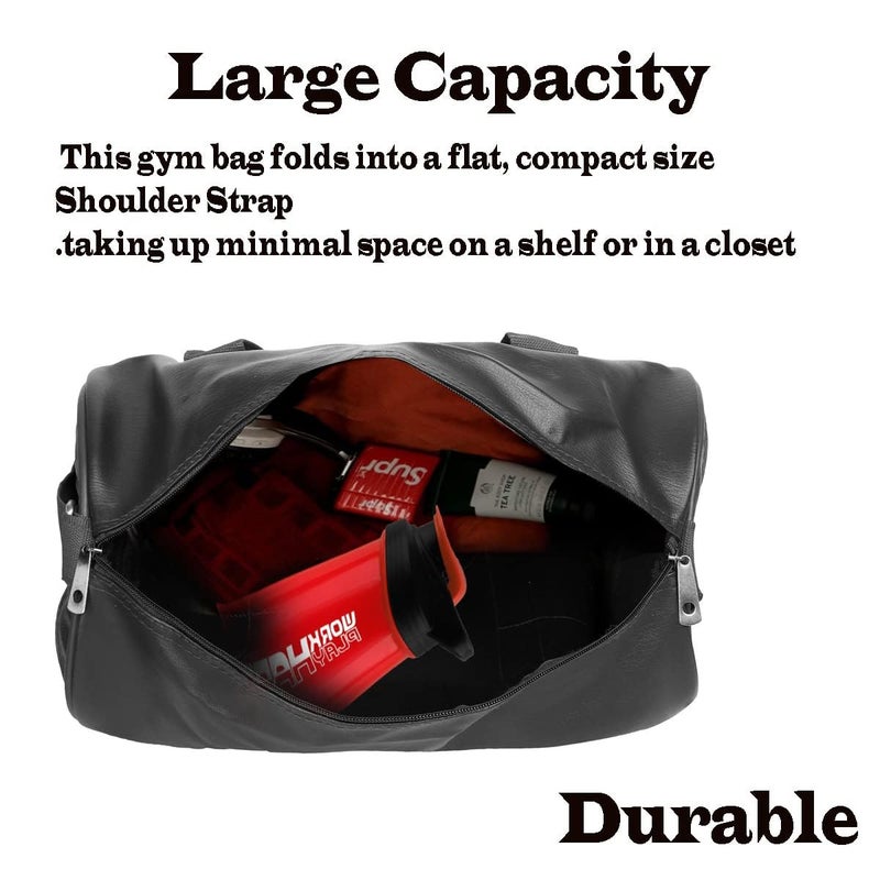 ACORMEK Gym Duffel Bag Unisex PU-Leather Shoulder & Cross-Body Gym Bag |Kit Bag|Sports Fitness Bag|Gym Bag with Adjustable Strap Leatherette for Sports and Travel Bag (Black) - Image 4