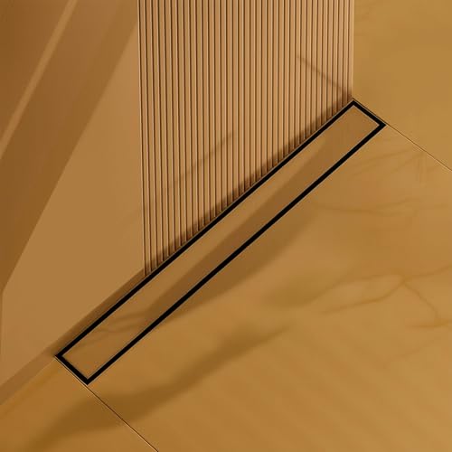 LIPKA Rectangular Tile Insert Shower Drain Channel | 18 x 2 Inches | Waste Water Floor Drain for 13mm Tile | 304 Stainless Steel | Invisible Bathroom Shower Drainer Channel Trap Jali with Side Hole - Image 1
